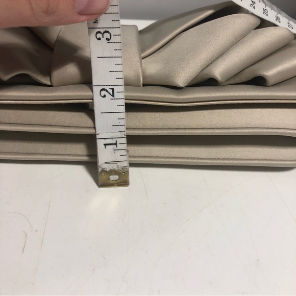 SONDRA Roberts Satin Triple Bow Taupe Clutch - Picture 8 of 11